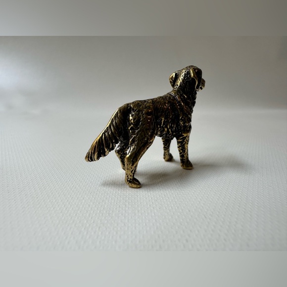Small Miniature Solid Brass Hunting Dog Retriever Figurine 2” Long by 1.5” Tall - Picture 3 of 7